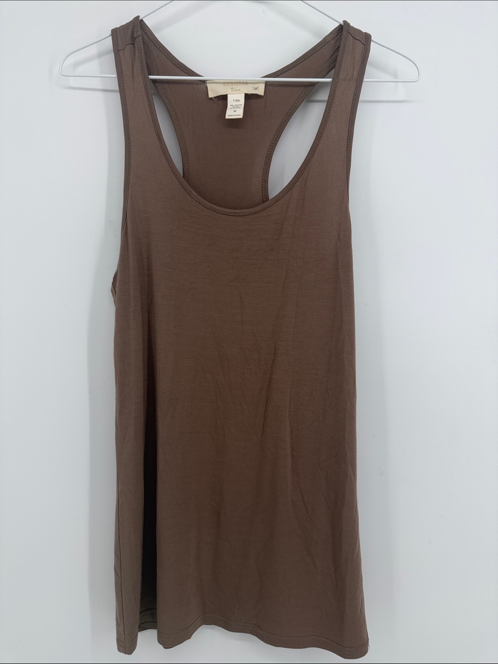 Kerisma Luxe Taupe Silk Blend Racerback Tank Top Size Medium